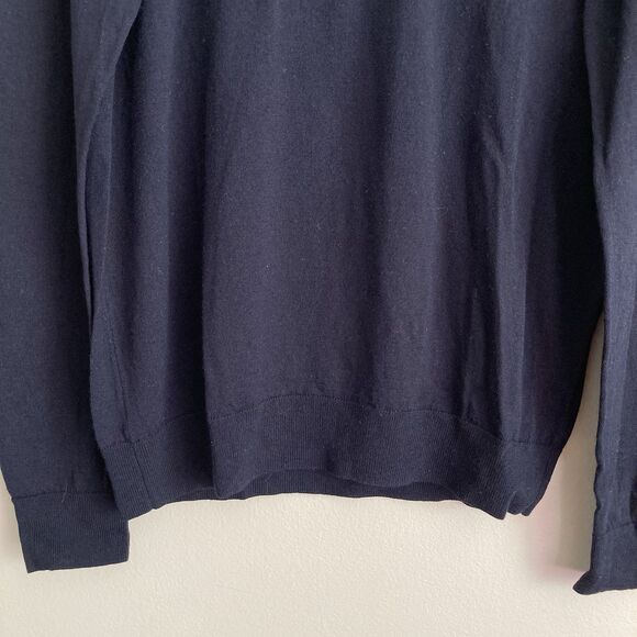 Uniqlo 100% Wool Crewneck Long Sleeve Sweater Mens Medium Navy Classic Preppy - Picture 5 of 8